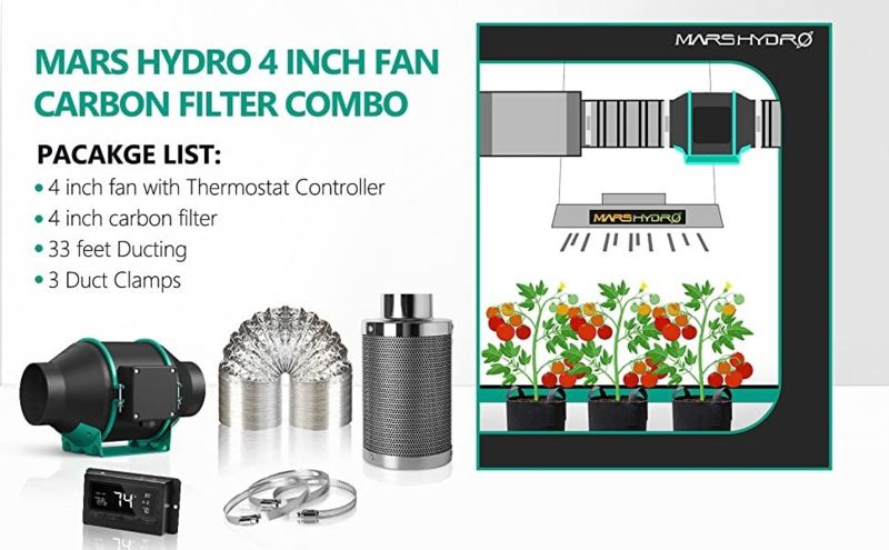 mars hydro 150mm inline ventilator combo set met fan controller