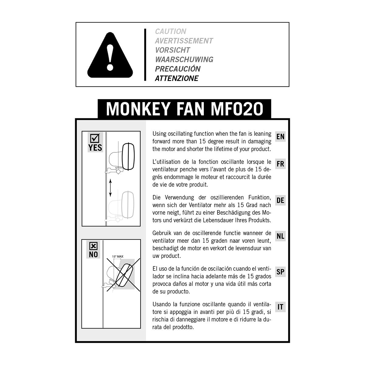 monkey fan oscillerende 20w secret jardin